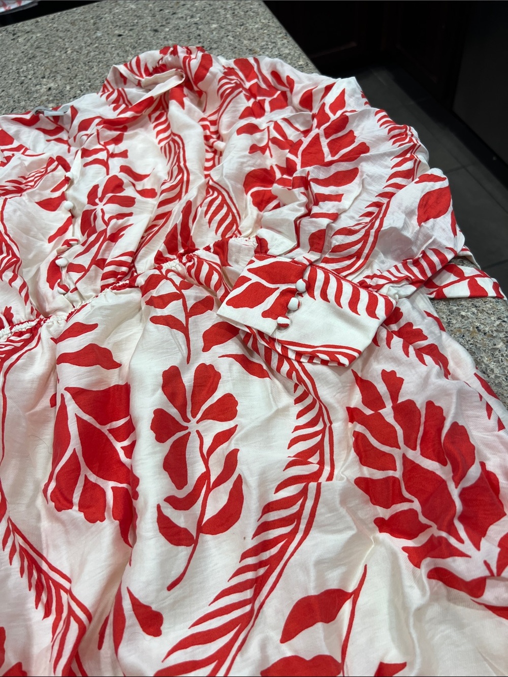 H&M xxl White Dress with Red Leaf Print z23 - Picture 2 of 5